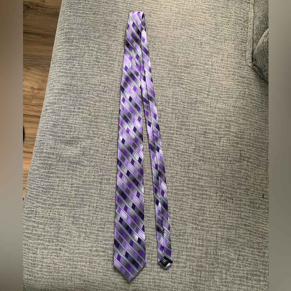 Purple, Gray, and Black Pattern Necktie